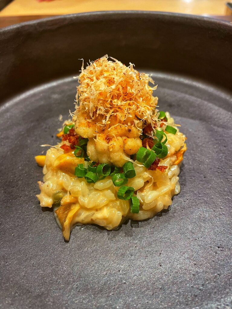 白子のリゾットと蛸節